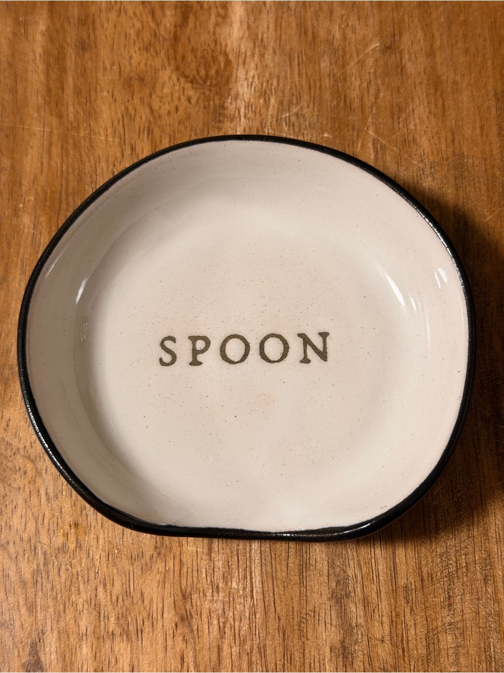 Hearth & Hand Cream Ceramic Spoon Rest with Black Rim